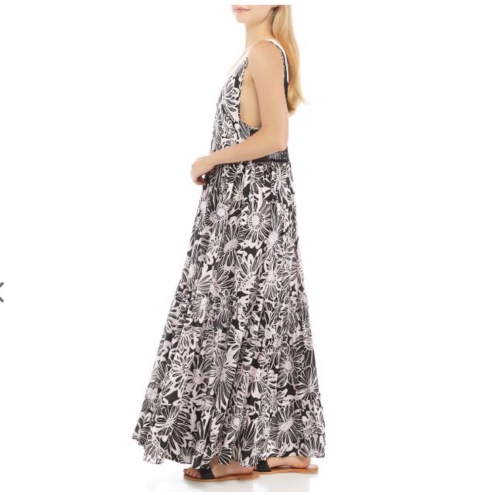 Free People Tiers For You Maxi Dress XS Washed Black Combo Boho Lace - Picture 4 of 13